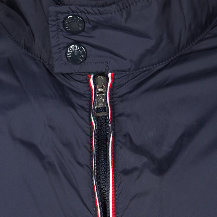 Pre Owned Moncler Navy Blue Contrast Trim Zip Front Darlan Windbreaker Jacket XL