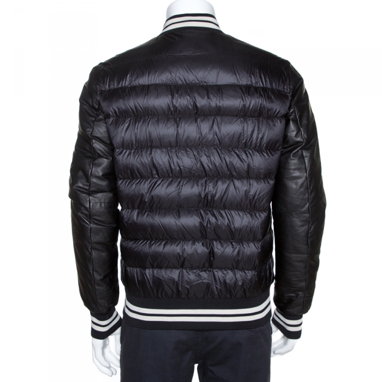 Pre Owned Moncler Black Star Pattern Quilted Down Auburn Jacket XL