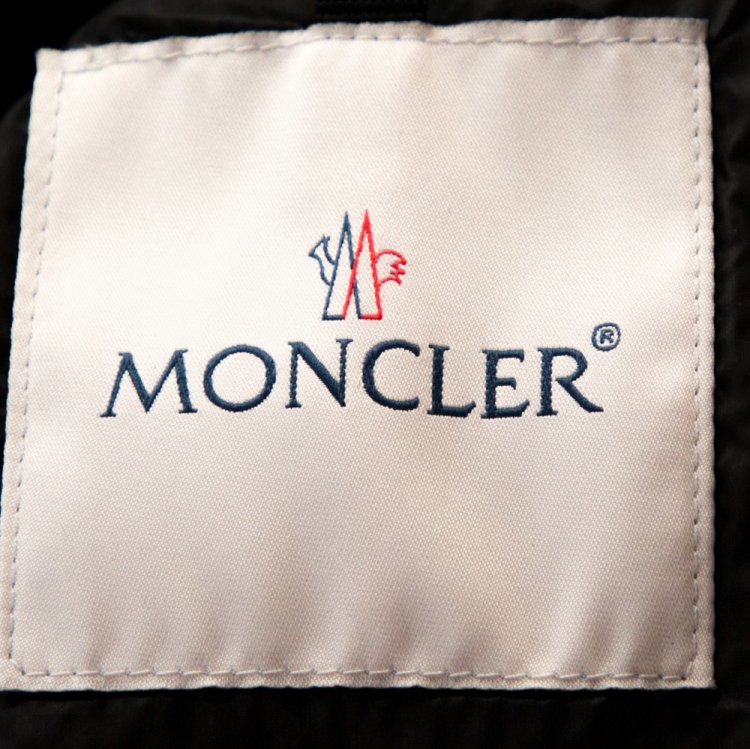 Pre Owned Moncler Black Star Pattern Quilted Down Auburn Jacket XL