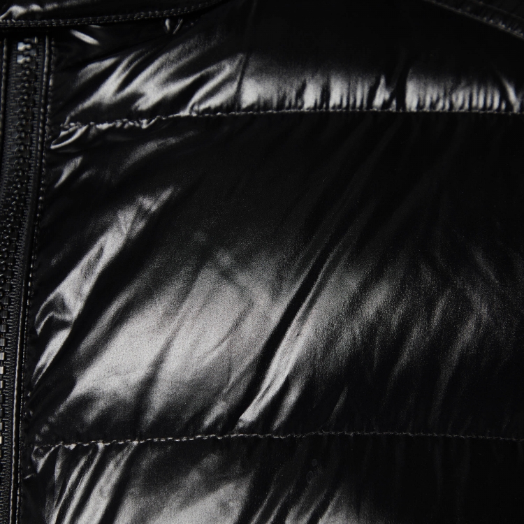 مملوكة مسبقًا Moncler Black Synthetic Quilted Hooded Maya Jacket XXL