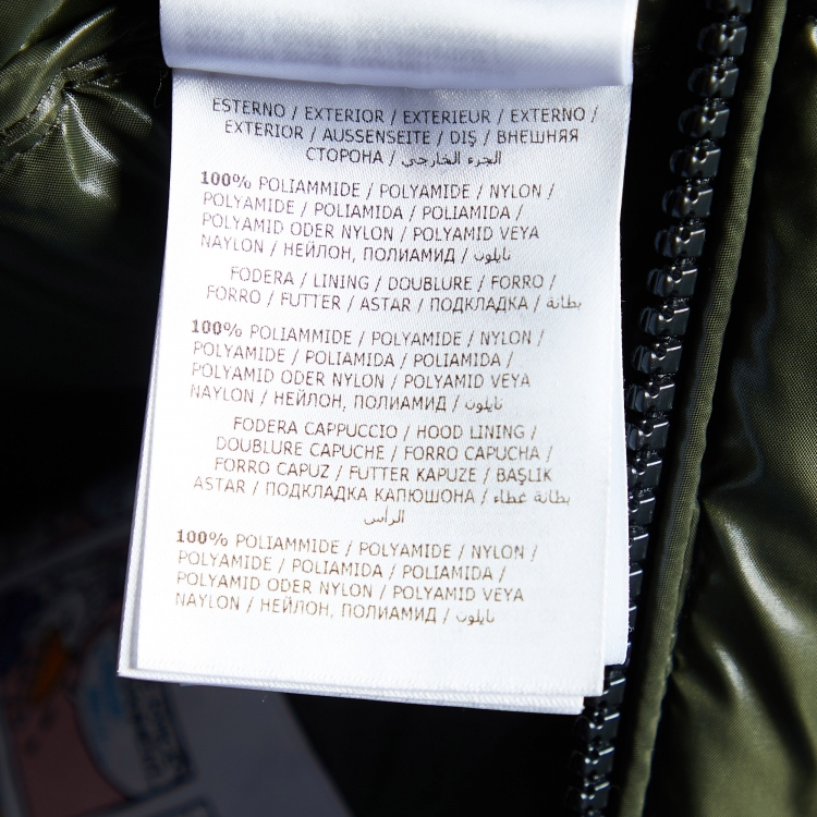 Pre Owned Moncler Olive Green Quilted Synthetic Hooded Montbeliard Jacket XL