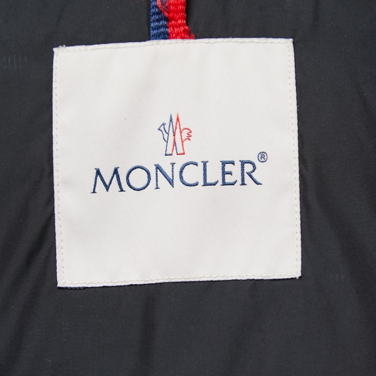 Pre Owned Moncler Black Nylon Fur Trimmed Hood Down Jacket L