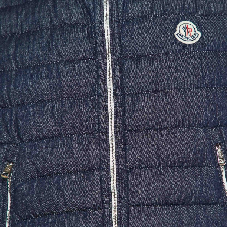 مملوكة مسبقًا Moncler Navy Blue Cotton Quilted Puffer Vest M