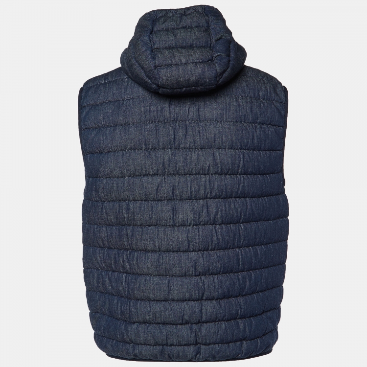مملوكة مسبقًا Moncler Navy Blue Cotton Quilted Puffer Vest M