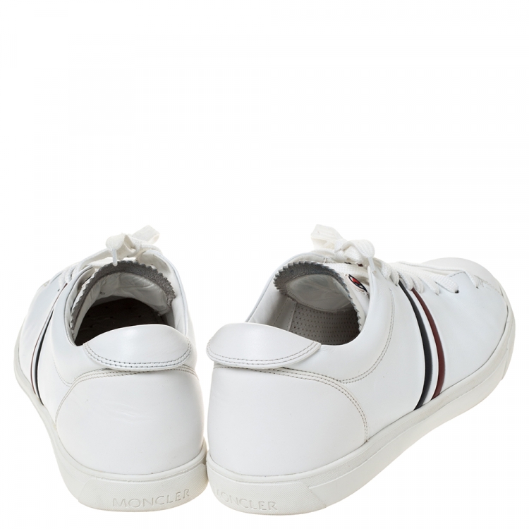 Pre Owned Moncler White Leather Low Top Sneakers Size 45