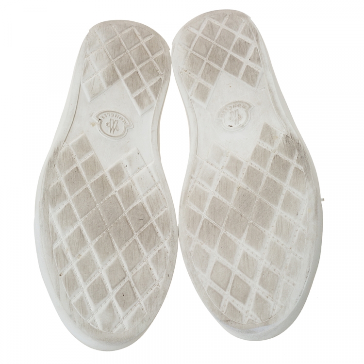 Pre Owned Moncler White Leather Low Top Sneakers Size 45