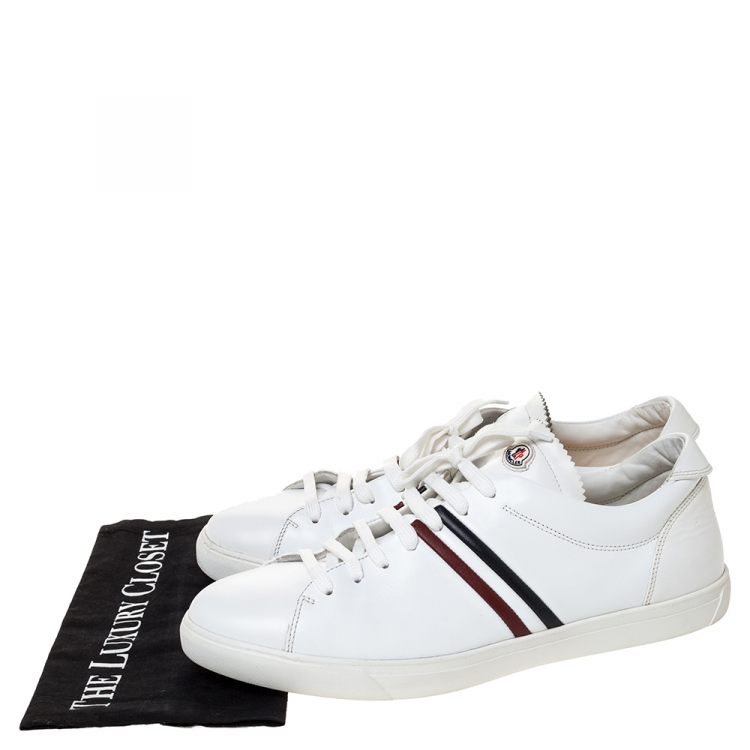 Pre Owned Moncler White Leather Low Top Sneakers Size 45