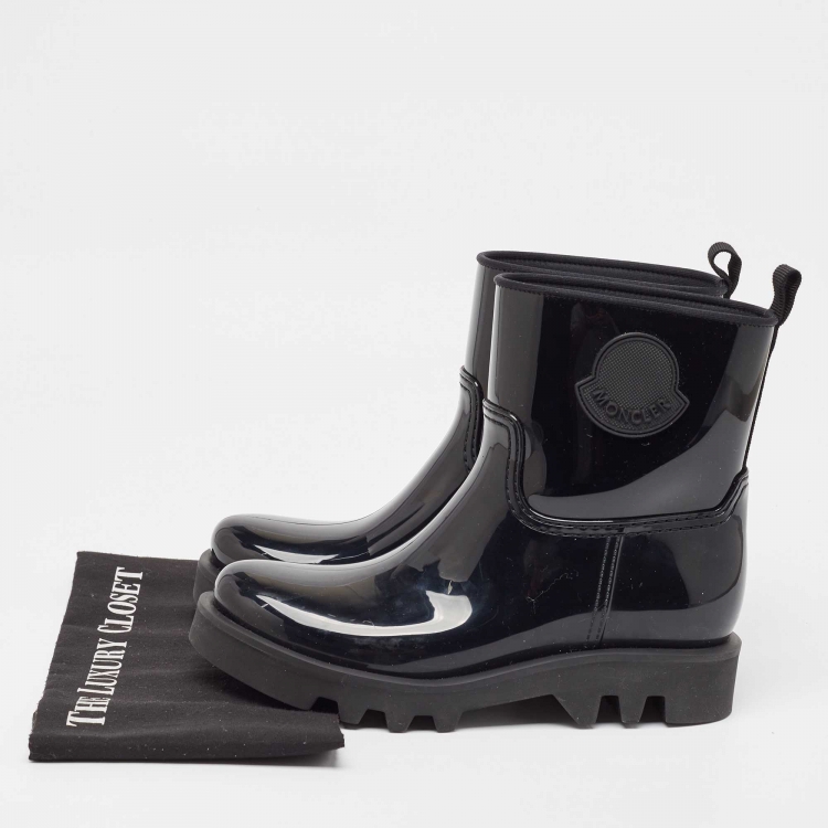 Pre Owned Moncler Black Rubber Rain Boots Size 40