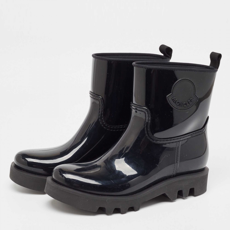 Pre Owned Moncler Black Rubber Rain Boots Size 40