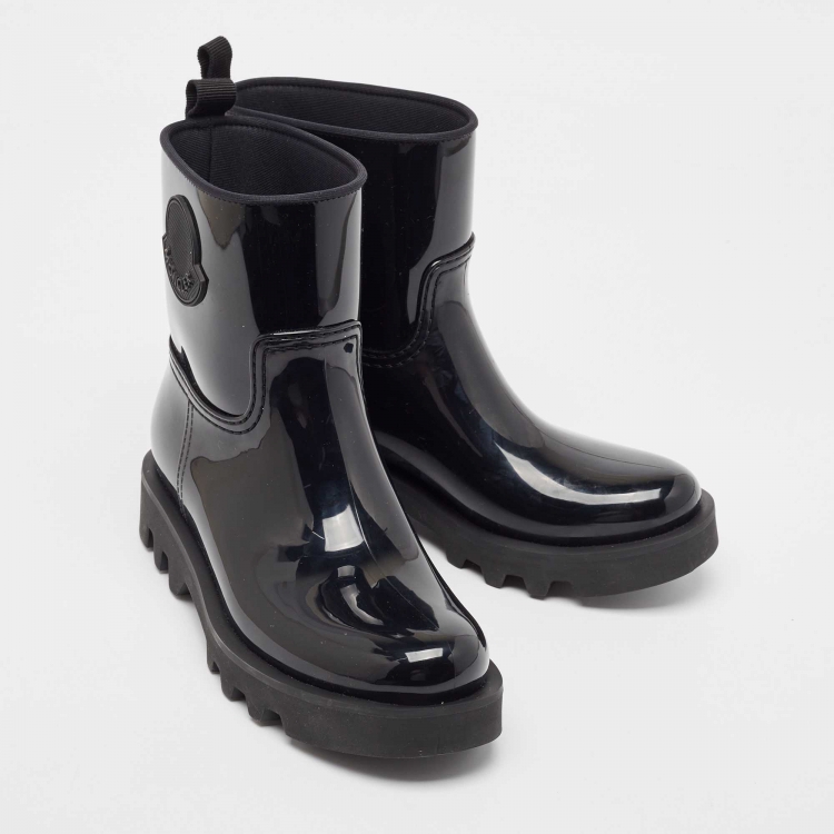 Pre Owned Moncler Black Rubber Rain Boots Size 40