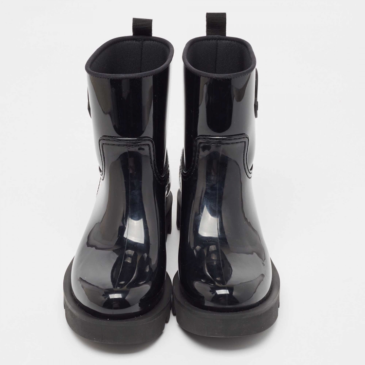 Pre Owned Moncler Black Rubber Rain Boots Size 40