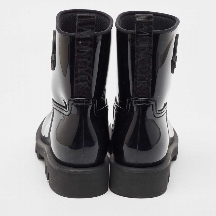 Pre Owned Moncler Black Rubber Rain Boots Size 40
