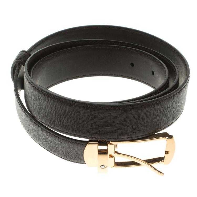 Pre Owned Montblanc Brown Saffiano Leather Pin Buckle Belt 120 CM
