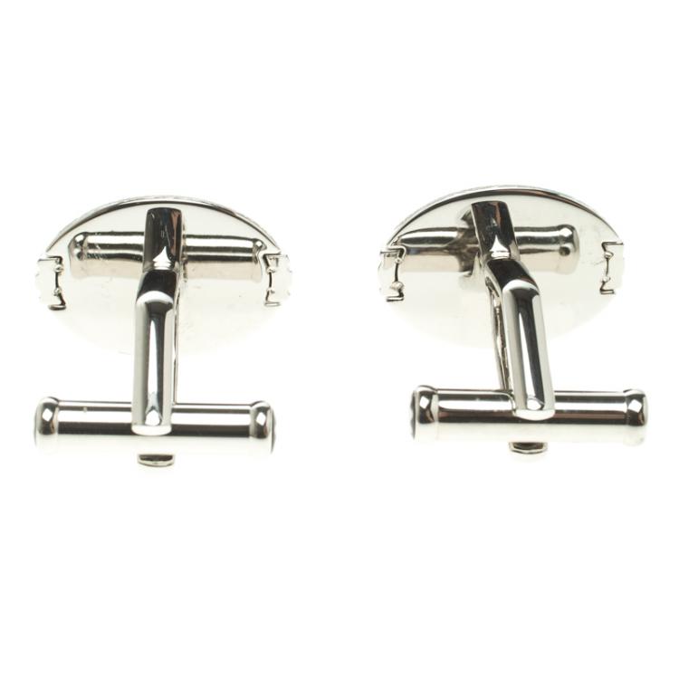 Pre Owned Montblanc L'Aubrac Wood Inlay Stainless Steel Cufflinks