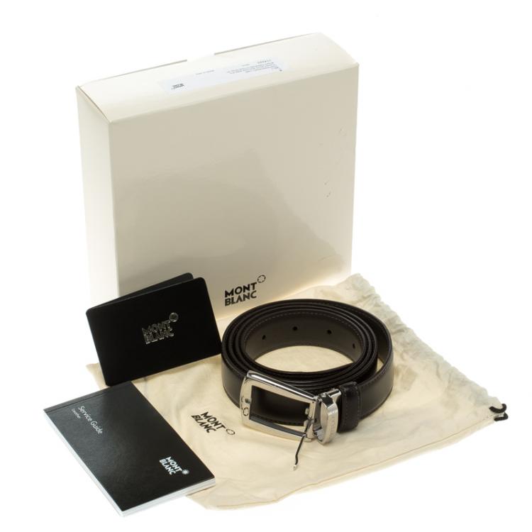 Pre Owned Montblanc Dark Brown Leather Contemporary Buckle Belt 100cm