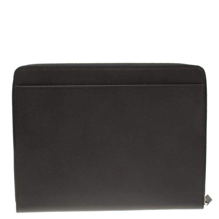 مملوكة مسبقًا Montblanc Grey Leather Meisterstuck Zip Tablet Pouch