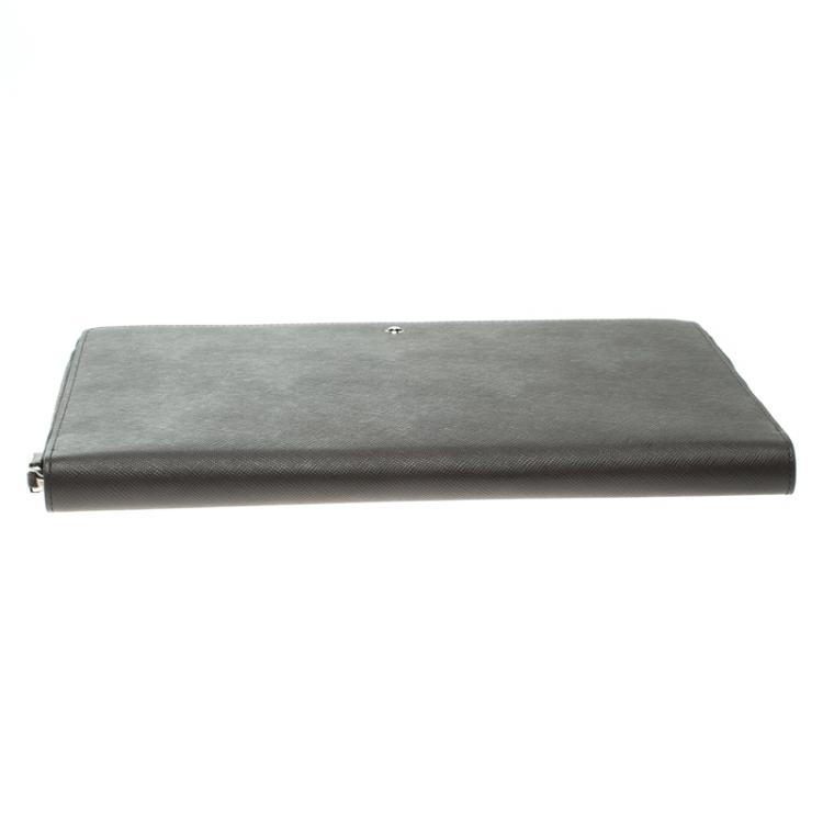 مملوكة مسبقًا Montblanc Grey Leather Meisterstuck Zip Tablet Pouch