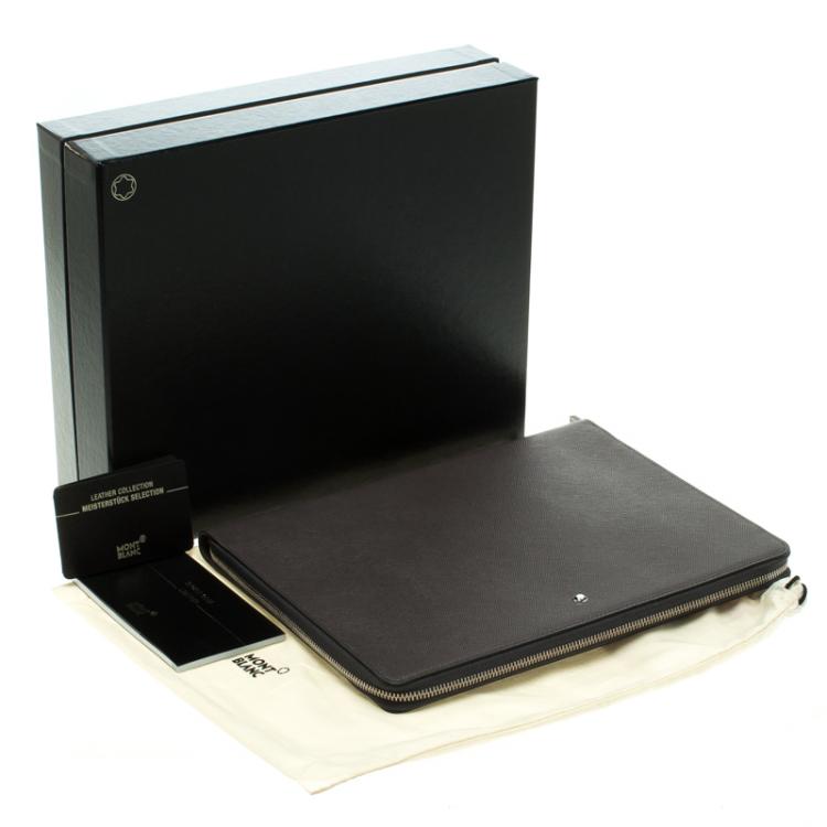 مملوكة مسبقًا Montblanc Grey Leather Meisterstuck Zip Tablet Pouch