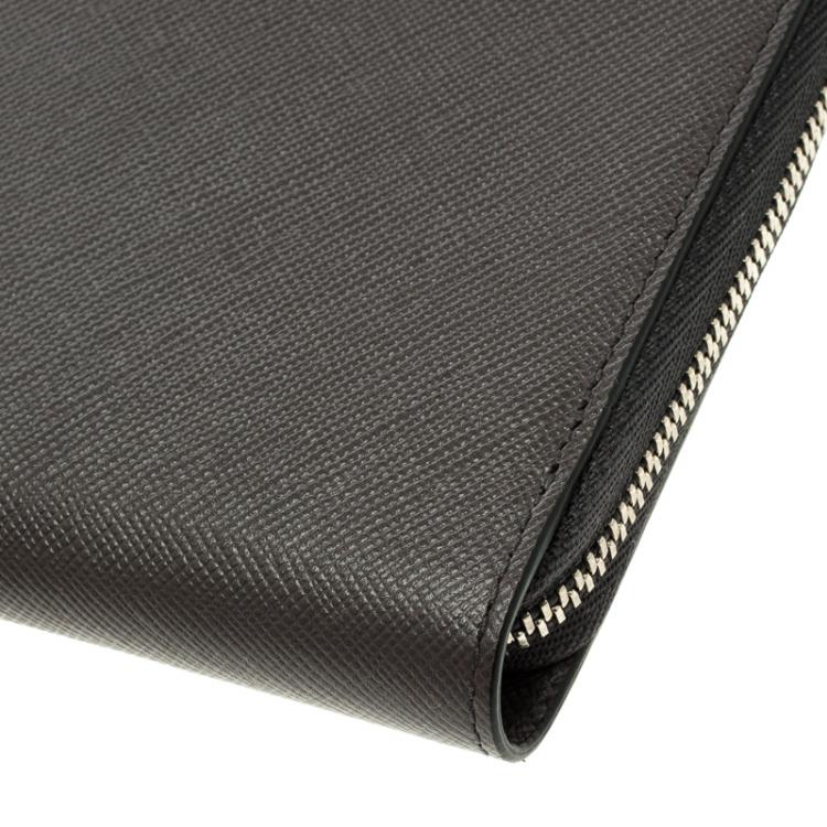 مملوكة مسبقًا Montblanc Grey Leather Meisterstuck Zip Tablet Pouch