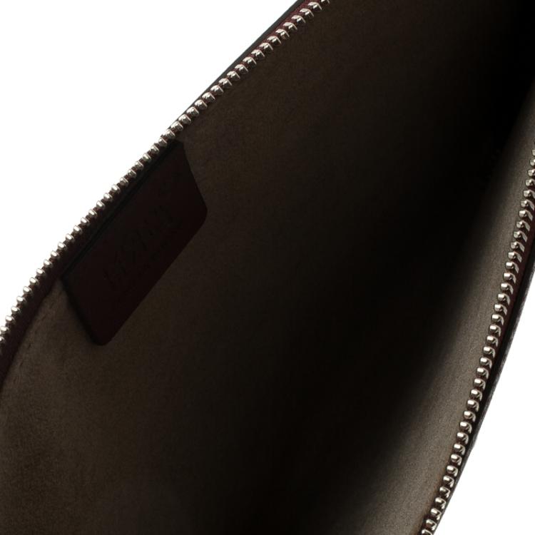 Pre Owned Montblanc Burgundy Leather Meisterstuck Zip Tablet Pouch
