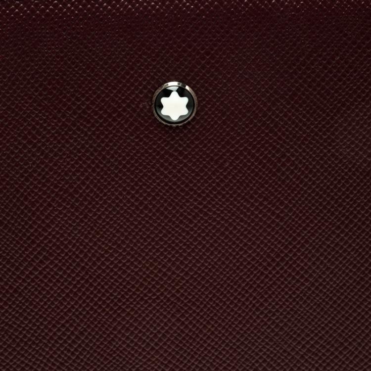 Pre Owned Montblanc Burgundy Leather Meisterstuck Zip Tablet Pouch