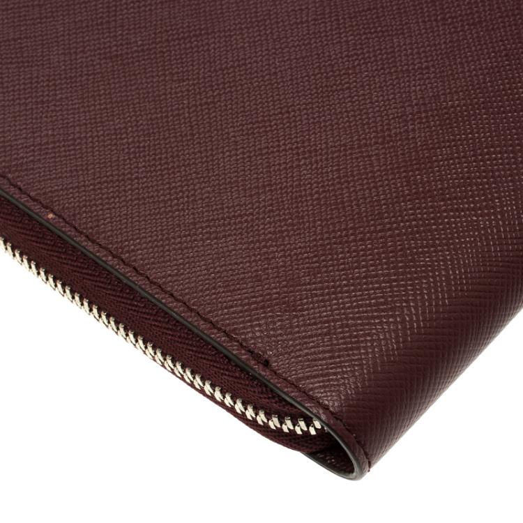 Pre Owned Montblanc Burgundy Leather Meisterstuck Zip Tablet Pouch