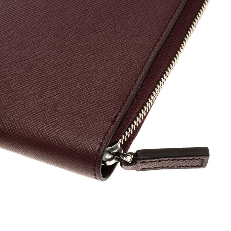 Pre Owned Montblanc Burgundy Leather Meisterstuck Zip Tablet Pouch
