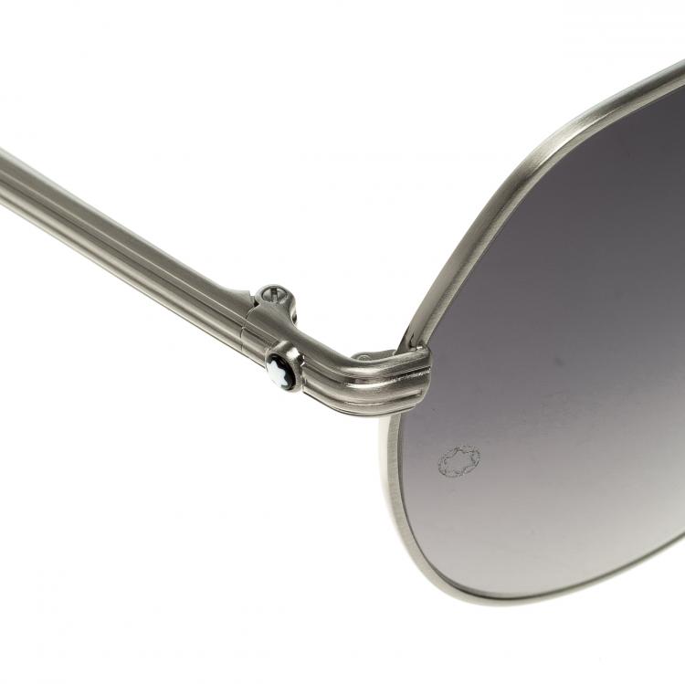 مملوكة مسبقًا Montblanc Black/Silver MB504T Aviator Sunglasses