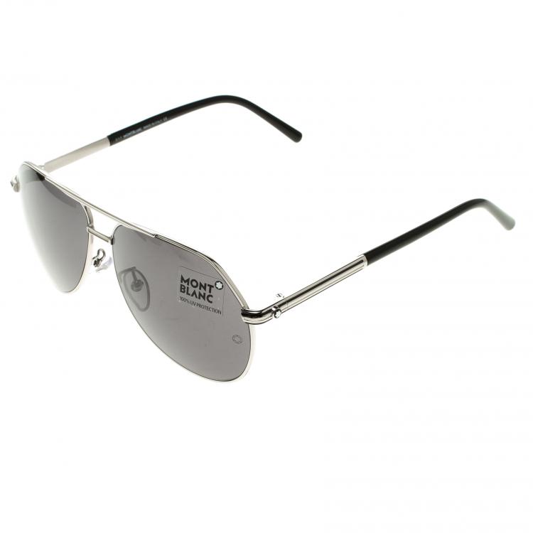 مملوكة مسبقًا Montblanc Black/Silver MB504T Aviator Sunglasses