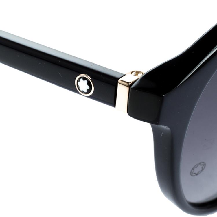 Pre Owned Montblanc Black MB505S Round Sunglasses 