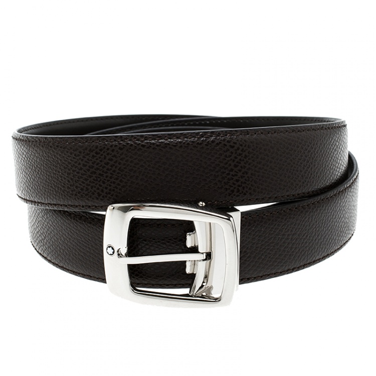 Pre Owned Montblanc Dark Brown Leather Classic Line Belt 120cm
