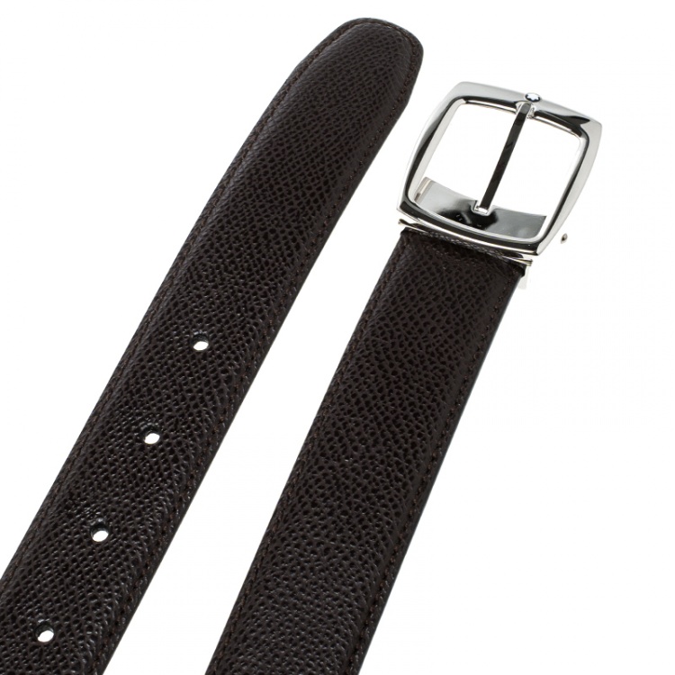 Pre Owned Montblanc Dark Brown Leather Classic Line Belt 120cm