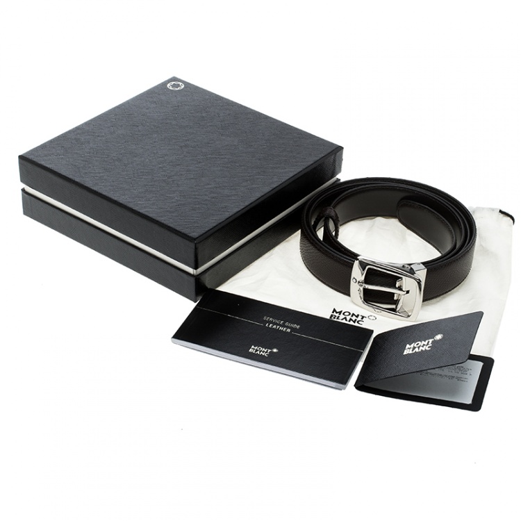 Pre Owned Montblanc Dark Brown Leather Classic Line Belt 120cm