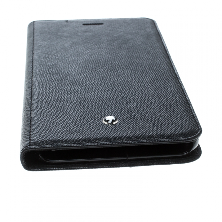 Pre Owned Montblanc Black Leather Flipside Iphone 8 Plus Case