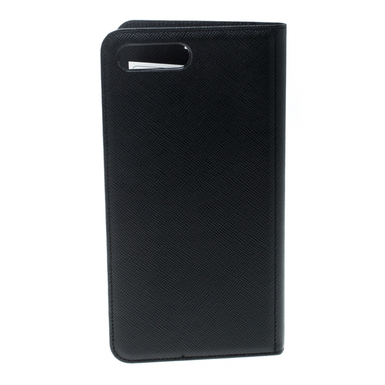Pre Owned Montblanc Black Leather Flipside Iphone 8 Plus Case