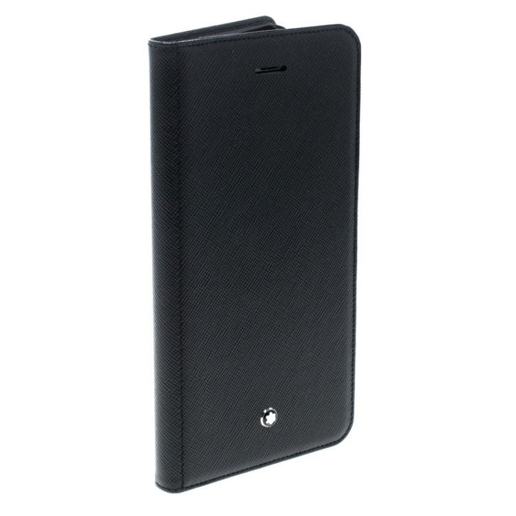 Pre Owned Montblanc Black Leather Flipside Iphone 8 Plus Case