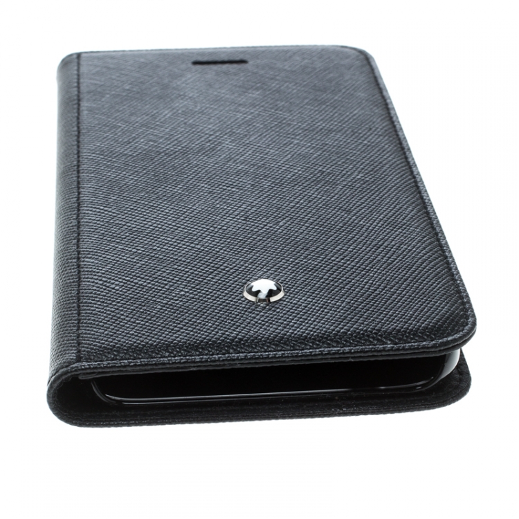 Pre Owned Montblanc Black Leather Flipside Iphone 8 Case
