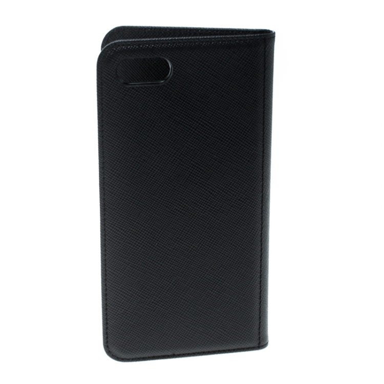 Pre Owned Montblanc Black Leather Flipside Iphone 8 Case