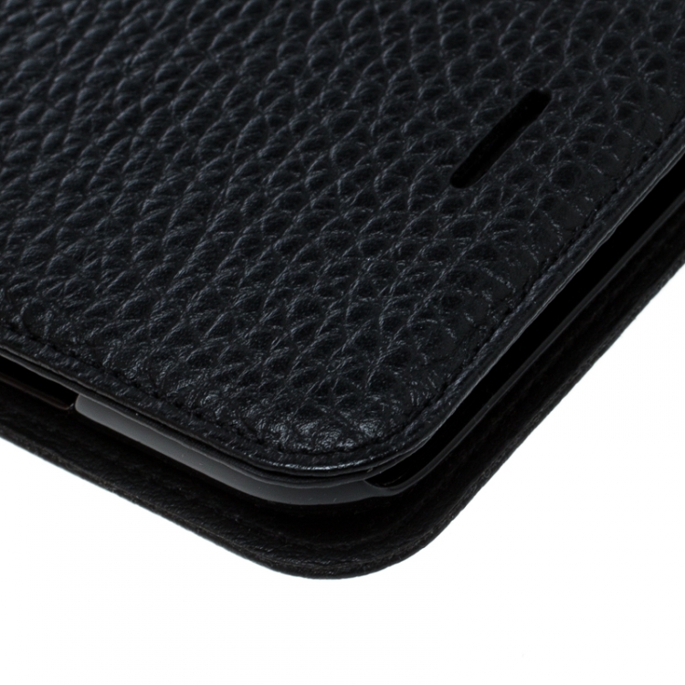 Pre Owned Montblanc Black Grain Leather Flipside Iphone 8 Case