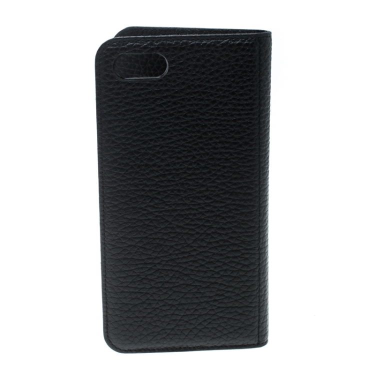 Pre Owned Montblanc Black Grain Leather Flipside Iphone 8 Case