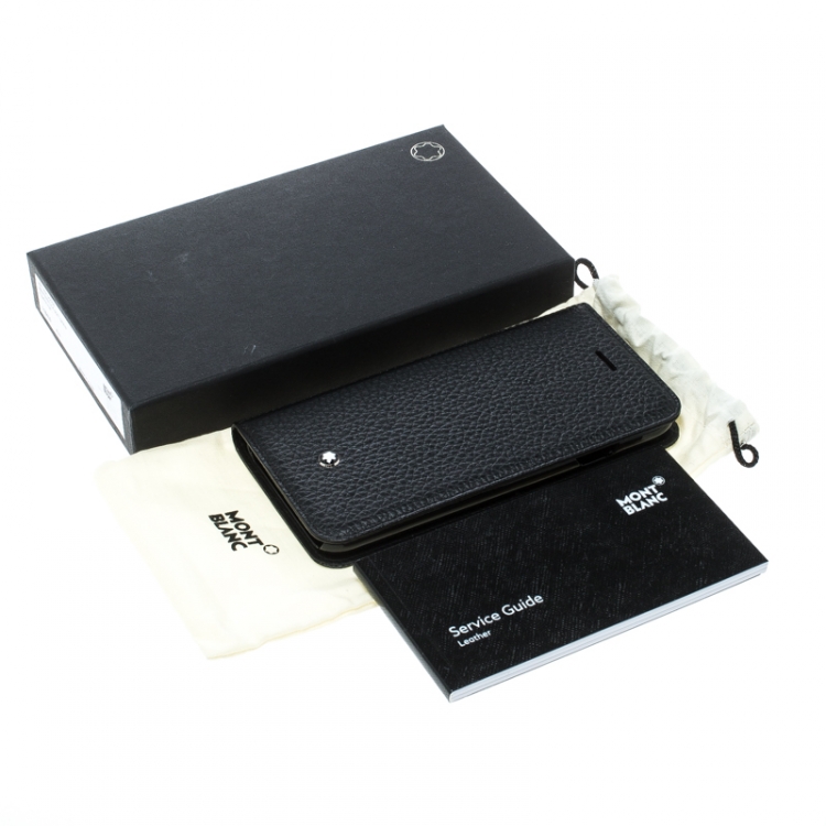 Pre Owned Montblanc Black Grain Leather Flipside Iphone 8 Case