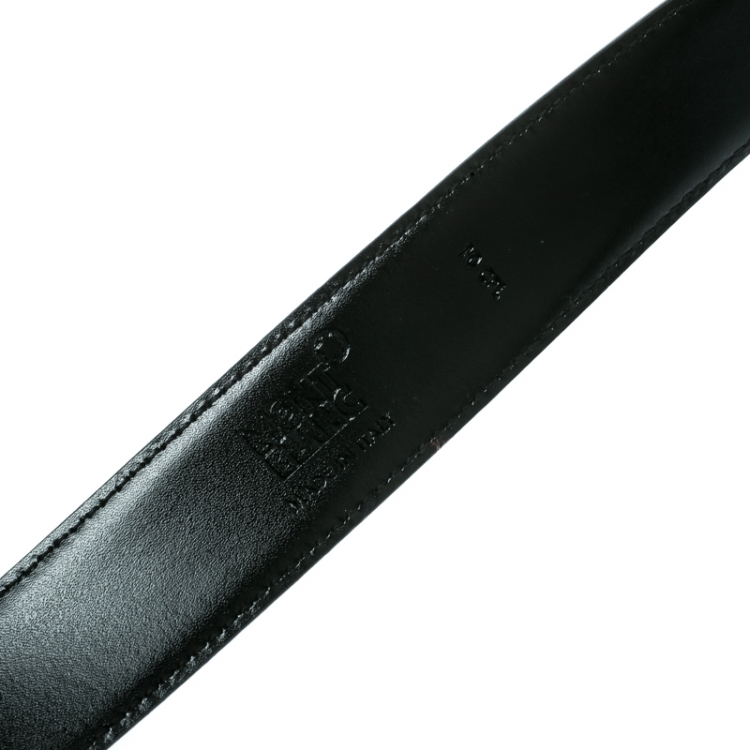 Pre Owned Montblanc Black Leather Classic Line Buckle Belt 105 CM