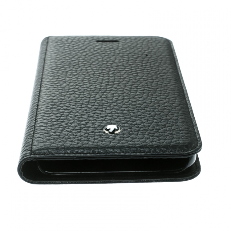 Pre Owned Montblanc Black Leather Flipside Iphone 8 Case