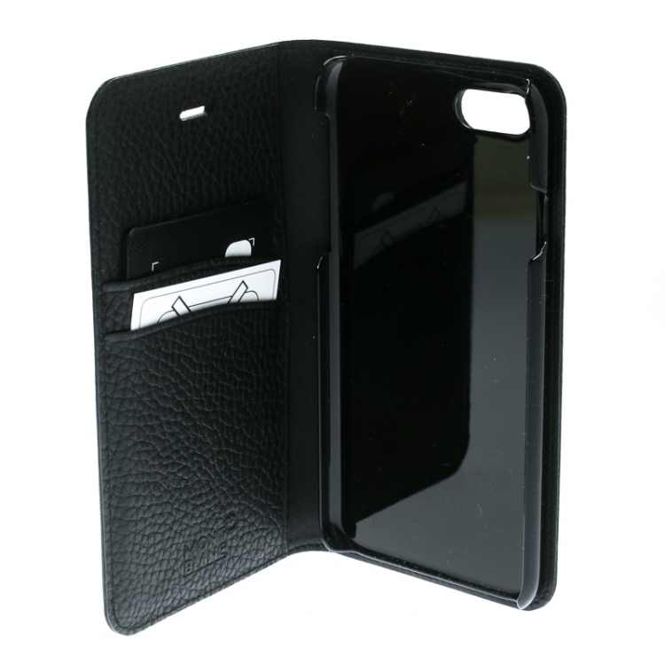 Pre Owned Montblanc Black Leather Flipside Iphone 8 Case