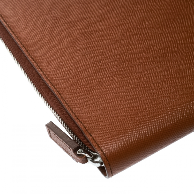 Pre Owned Montblanc Brown Leather Meisterstuck Zip Tablet Pouch