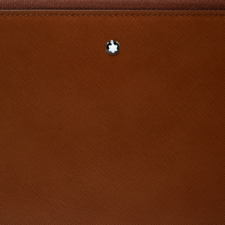 Pre Owned Montblanc Brown Leather Meisterstuck Zip Tablet Pouch