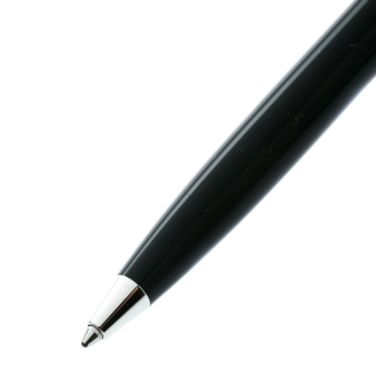Pre Owned Montblanc Black Resin Platinum Finish Ballpoint Pen 