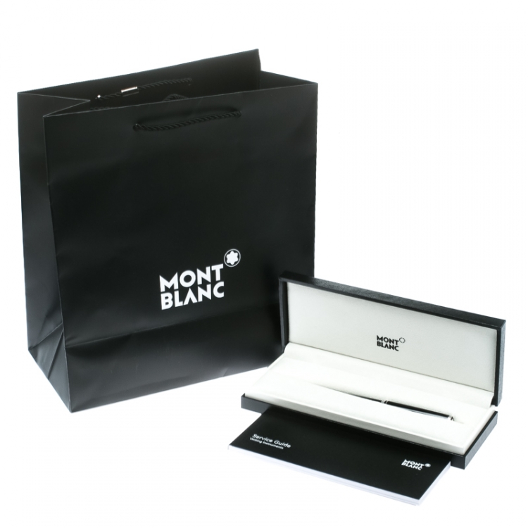 Pre Owned Montblanc Black Resin Platinum Finish Ballpoint Pen 