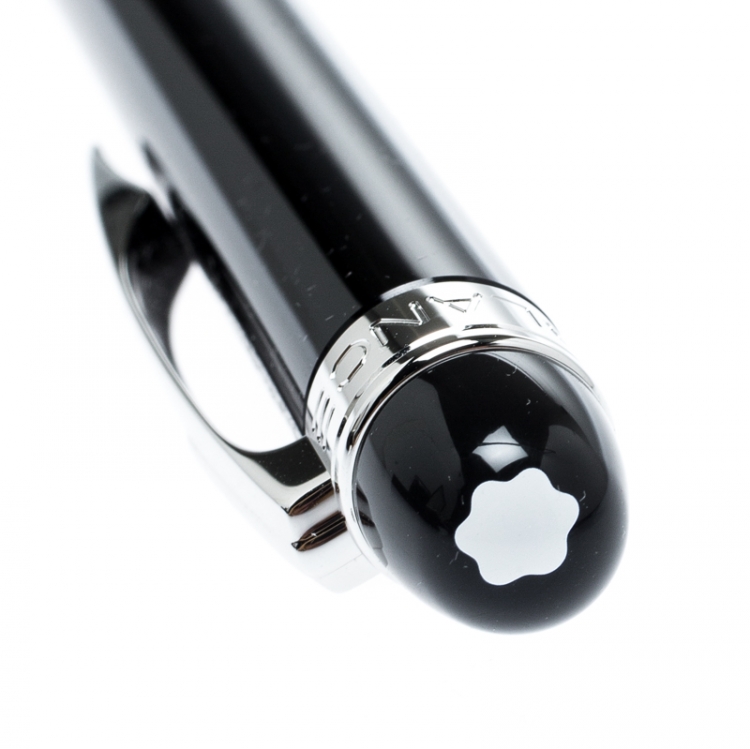 Pre Owned Montblanc Black StarWalker Resin Silver Tone Ballpoint Pen & Westside Business Card Holder Set 