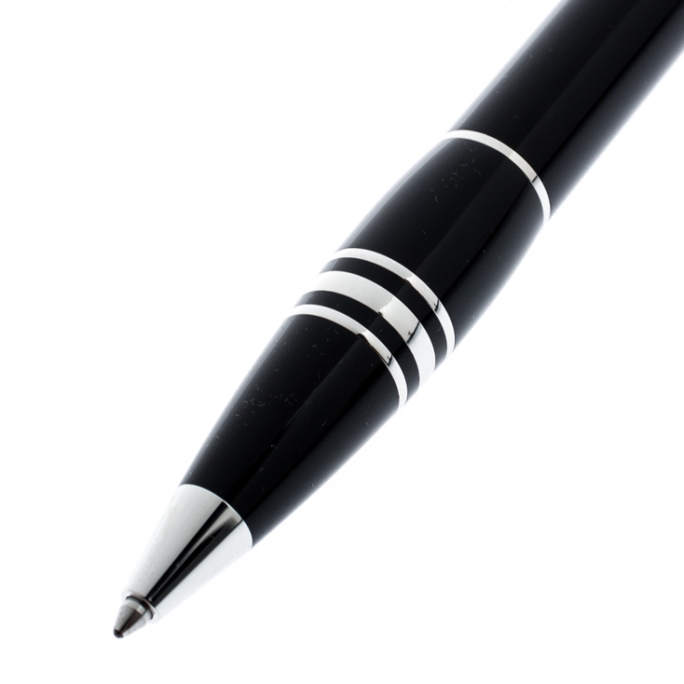 Pre Owned Montblanc Black StarWalker Resin Silver Tone Ballpoint Pen & Westside Business Card Holder Set 